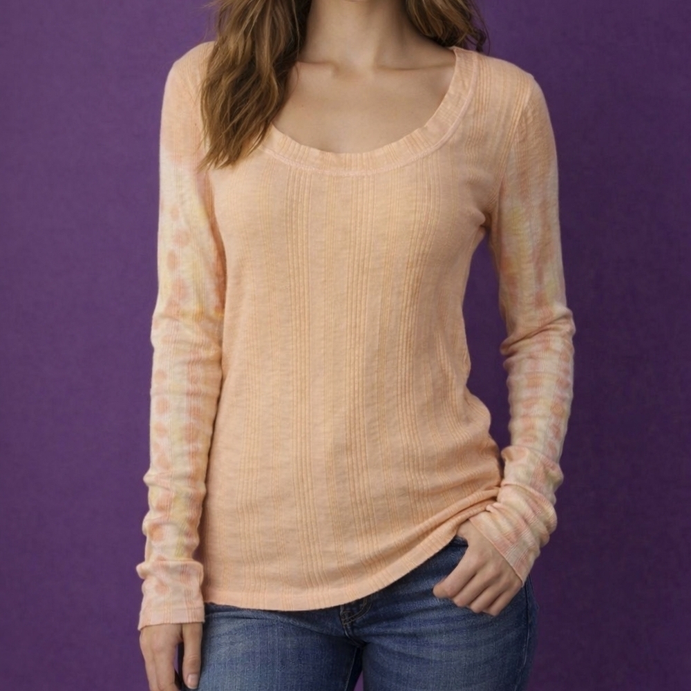 WE THE FREE Pastel Peach Tie Dye Long Sleeve Top